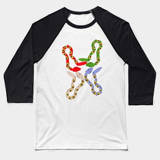 Retro Colorful Plastic Snakes Baseball T-Shirt